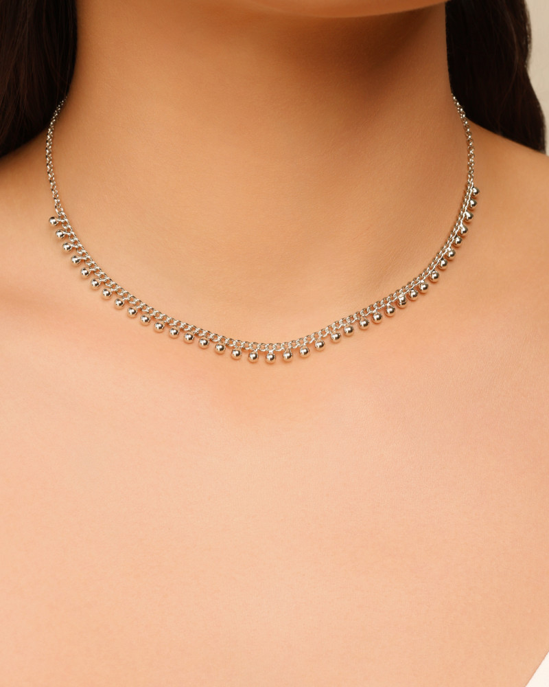 Choker Grumet Bolinhas Lisas Ródio Branco