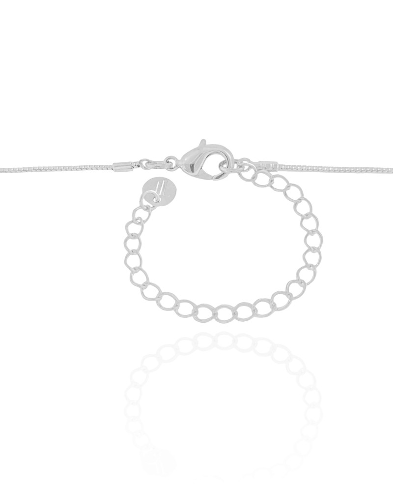 Gargantilha Gravata Baguetes Cristal Ródio Branco