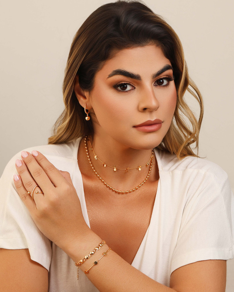 Anel X Bola Lisa Cravejado Cristal Tamanho 15 Banhado a Ouro 18K