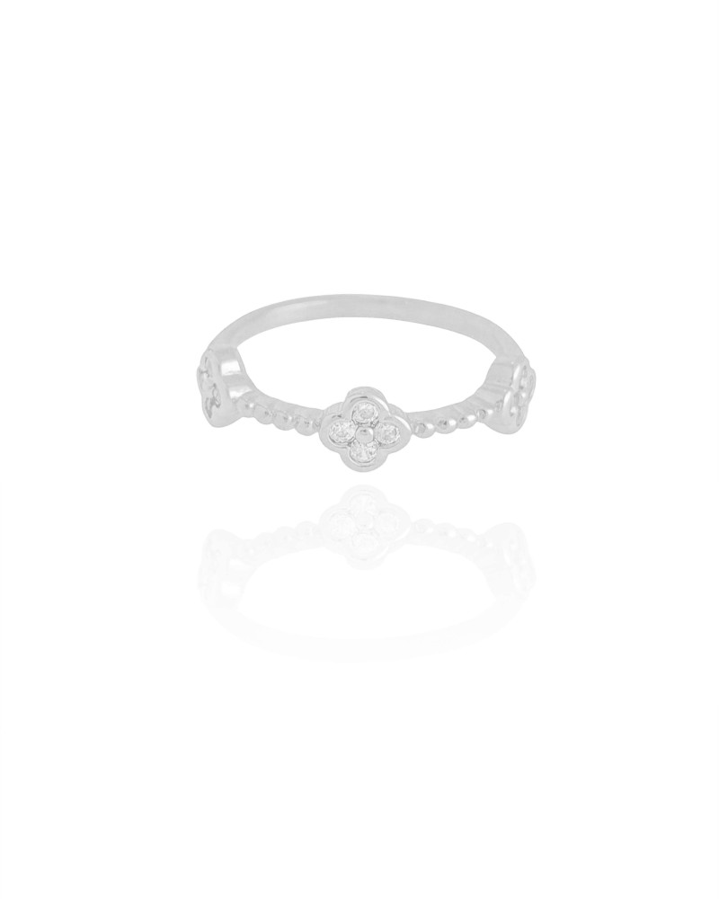 Anel Trevo Cristal Tamanho 18 Ródio Branco
