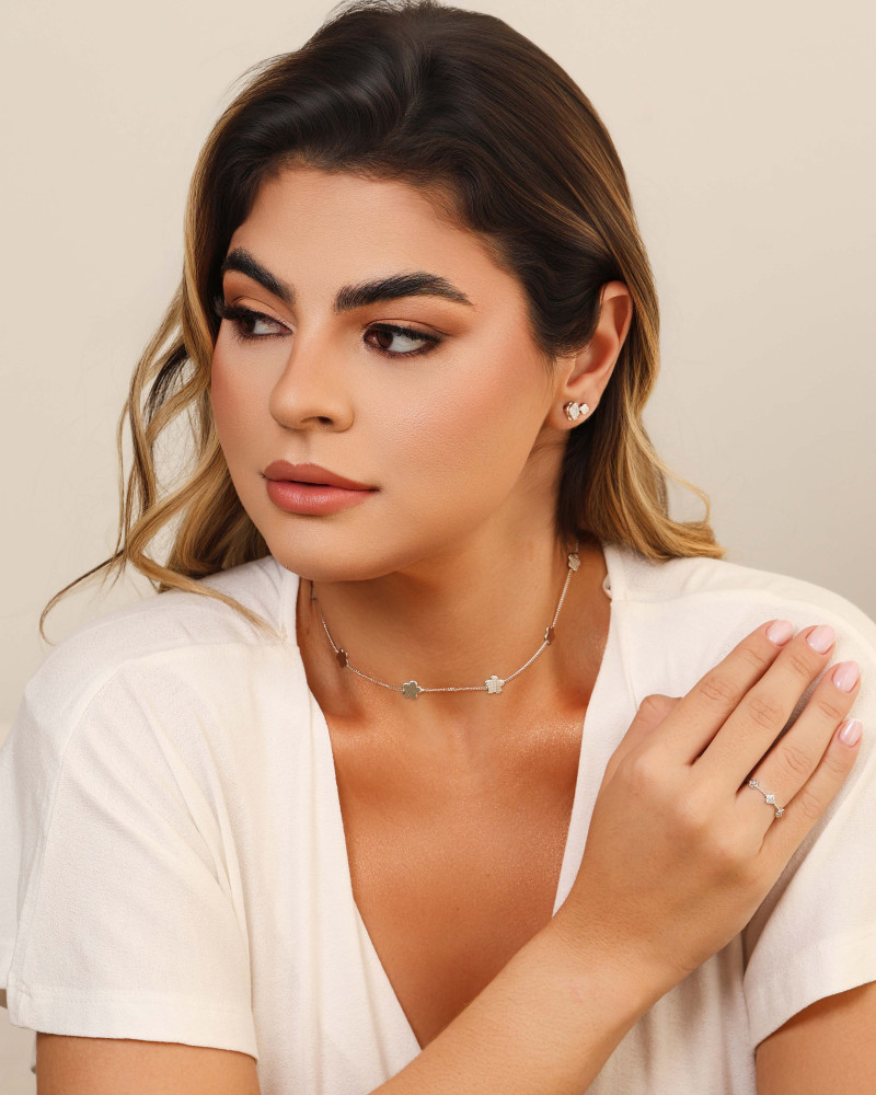 Anel Trevo Cristal Tamanho 20 Ródio Branco