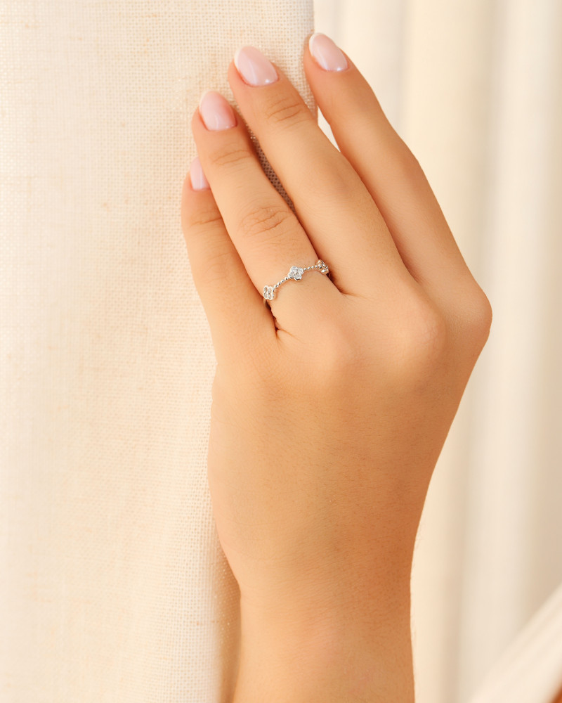 Anel Trevo Cristal Tamanho 20 Ródio Branco