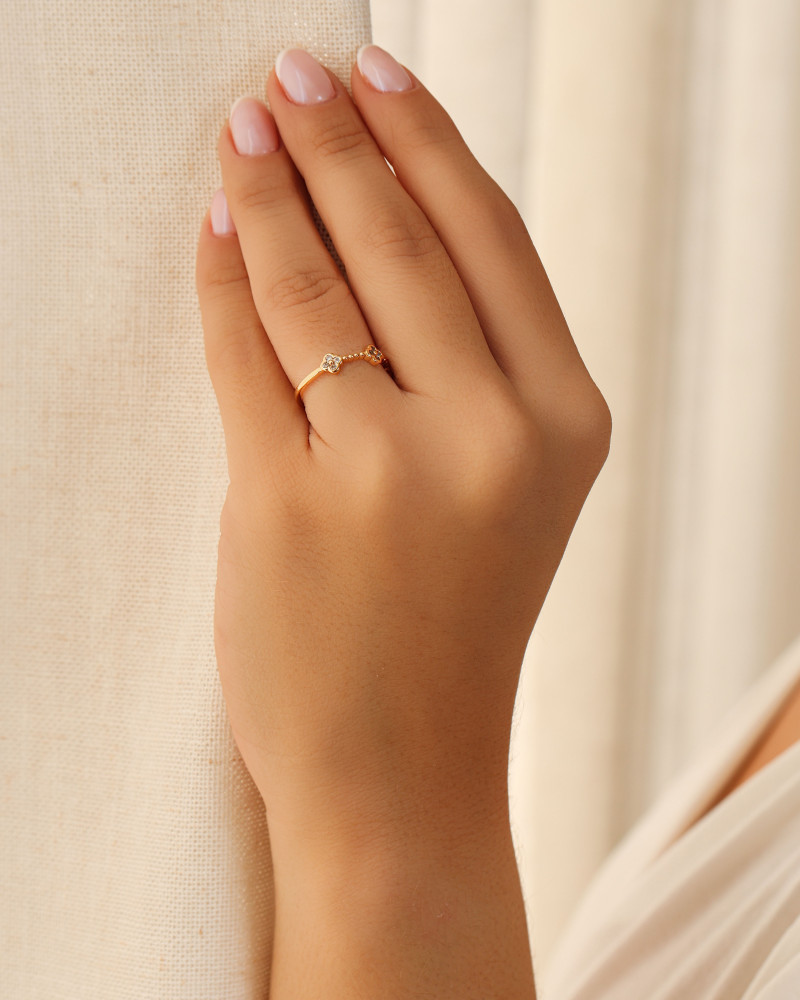 Anel Trevo Cristal Tamanho 24 Banhado a Ouro 18K