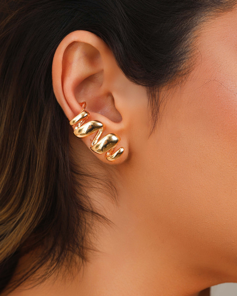 Ear Cuff Mola Lisa 3.0 cm Banhado a Ouro 18K