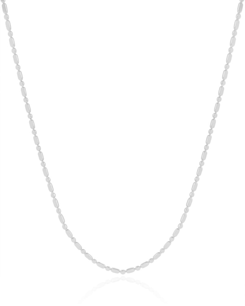 Gargantilha Plaquinhas Ovais Achatadas Ródio Branco - 40 cm