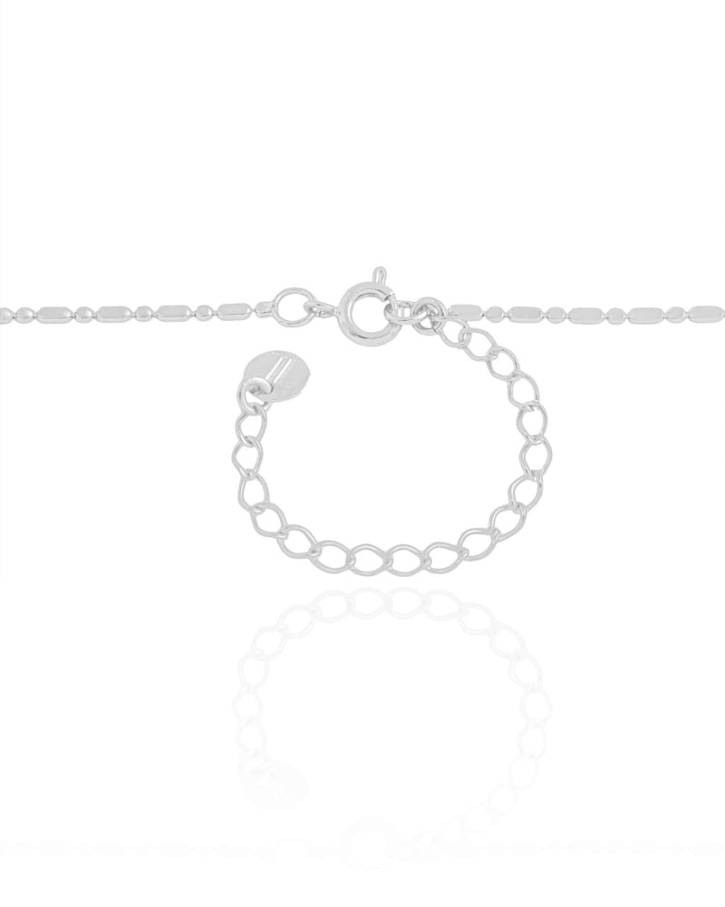 Gargantilha Plaquinhas Ovais Achatadas Ródio Branco - 40 cm