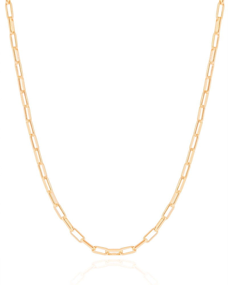 Gargantilha Elos Lisos 3 mm Banhado a Ouro 18K - 45 cm