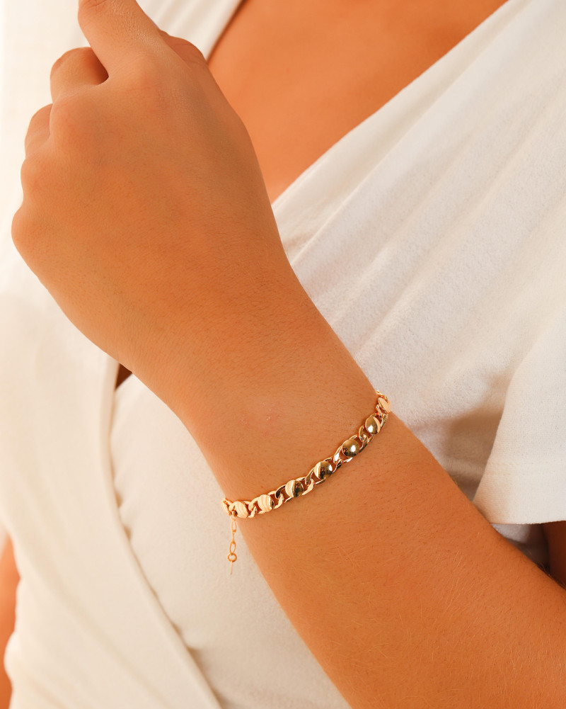 Pulseira Grumet Redondos Lisos Banhado a Ouro 18K