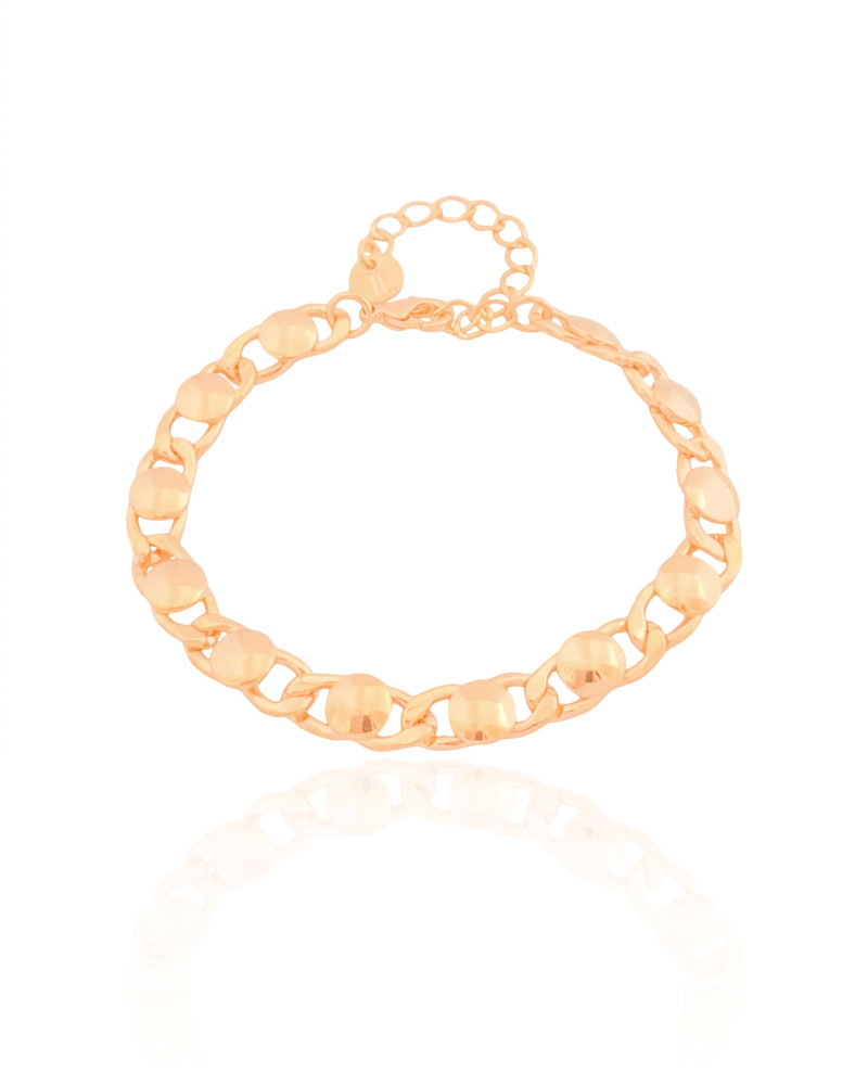 Pulseira Grumet Redondos Lisos Banhado a Ouro 18K