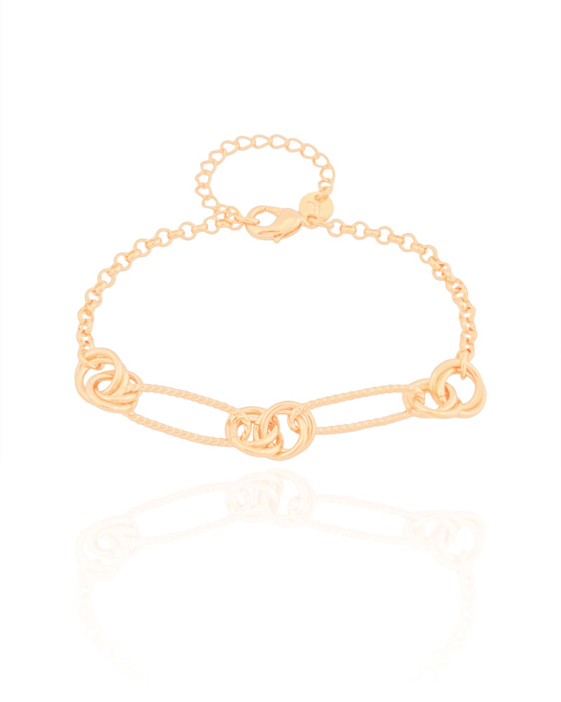 Pulseira Elos Entrelaçados Banhado a Ouro 18K