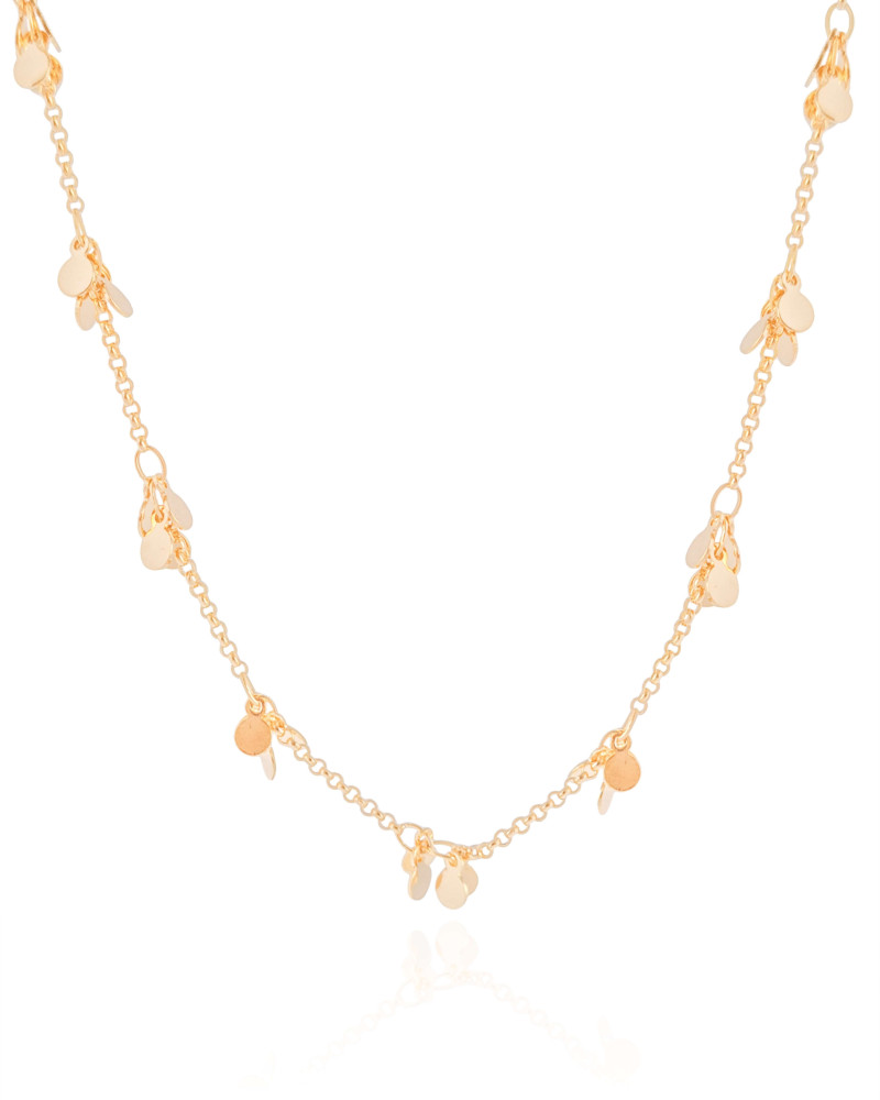 Choker Elos Plaquinhas Lisas 3 mm Banhado a Ouro 18K