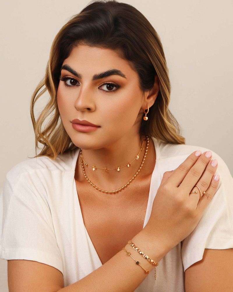 Choker Elos Plaquinhas Lisas 3 mm Banhado a Ouro 18K