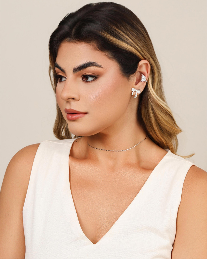 Choker Piastrine 1 mm Ródio Branco