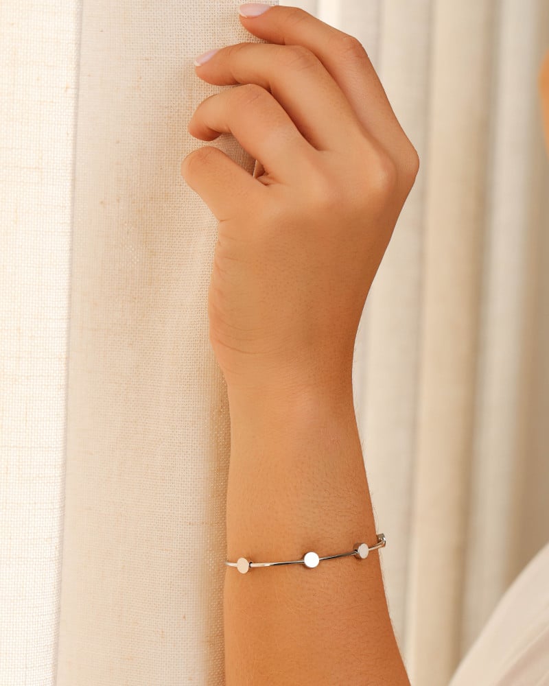 Bracelete Bolas Achatadas Lisas Ródio Branco