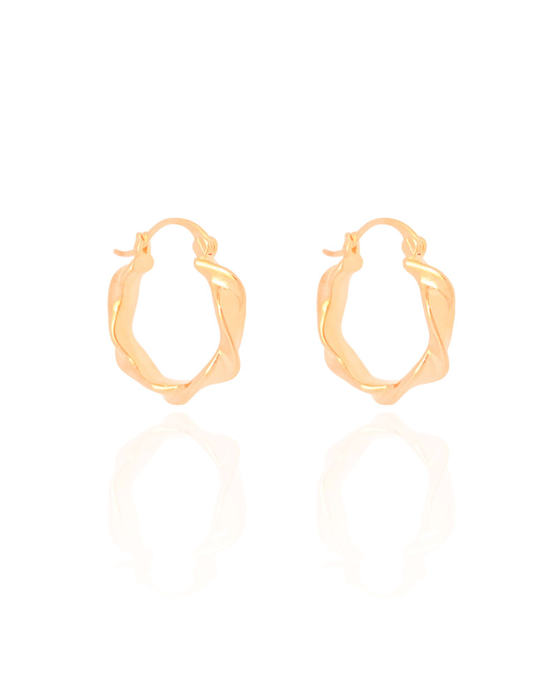 Brinco Argola Torcida Fecho Italiano 2.2 cm Banhado a Ouro 18K