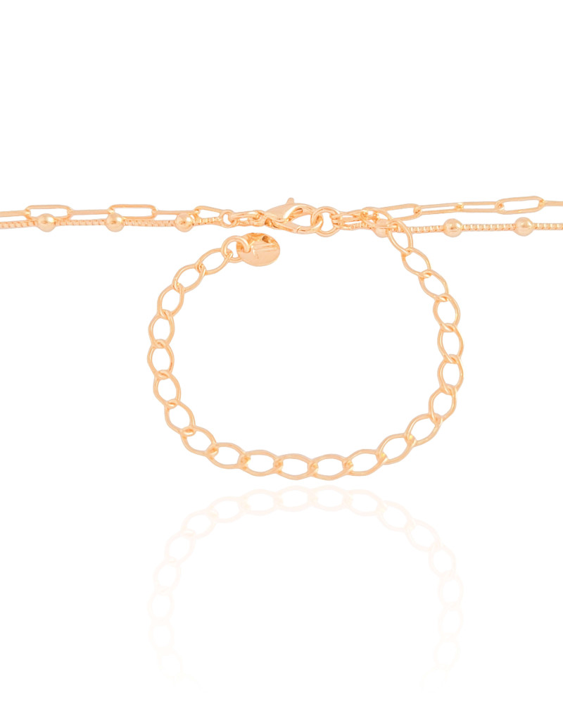 Choker Dupla Elos Bolinhas Lisas Banhado a Ouro 18K