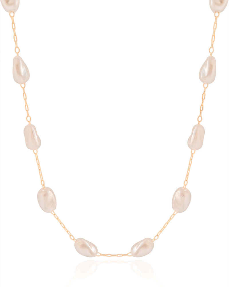 Gargantilha Elos Pérolas Barrocas Banhado a Ouro 18K - 40 cm