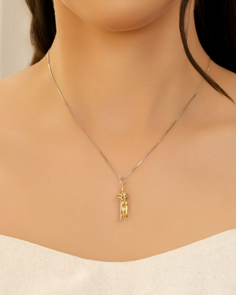 Gargantilha Veneziana Abraço Mix de Banhos Ródio Branco - 45 cm