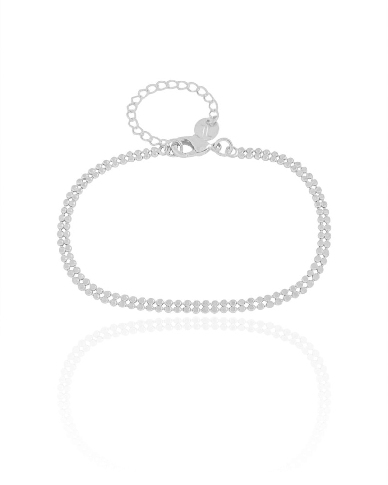 Pulseira Plaquinhas Duplas Ródio Branco