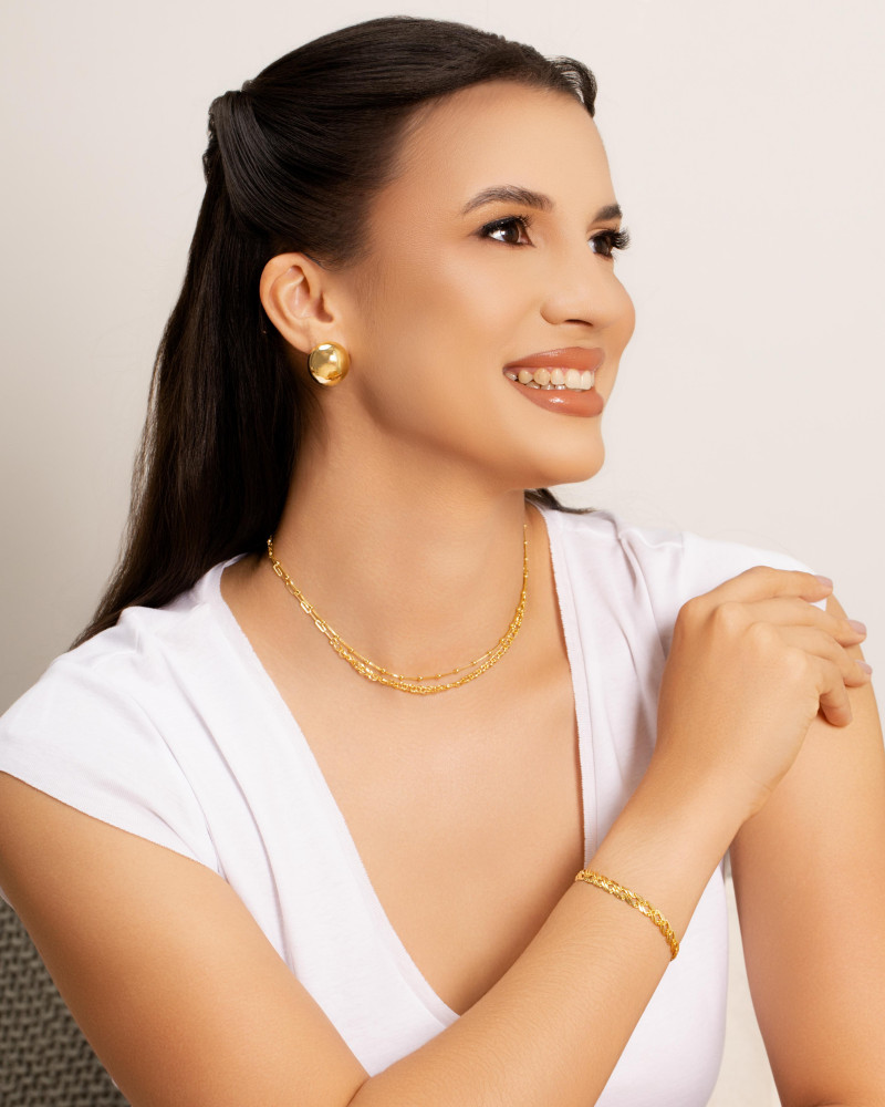 Pulseira Grumet Dupla Banhado a Ouro 18K