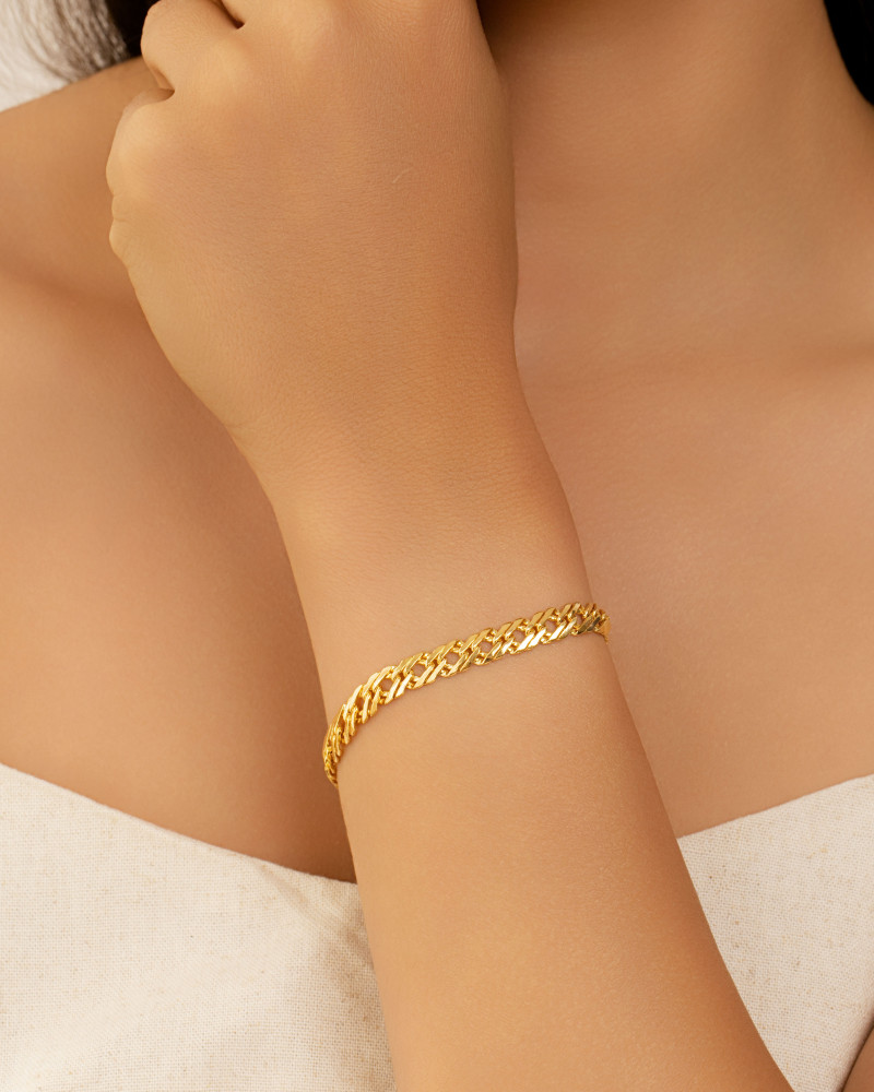 Pulseira Grumet Dupla Banhado a Ouro 18K