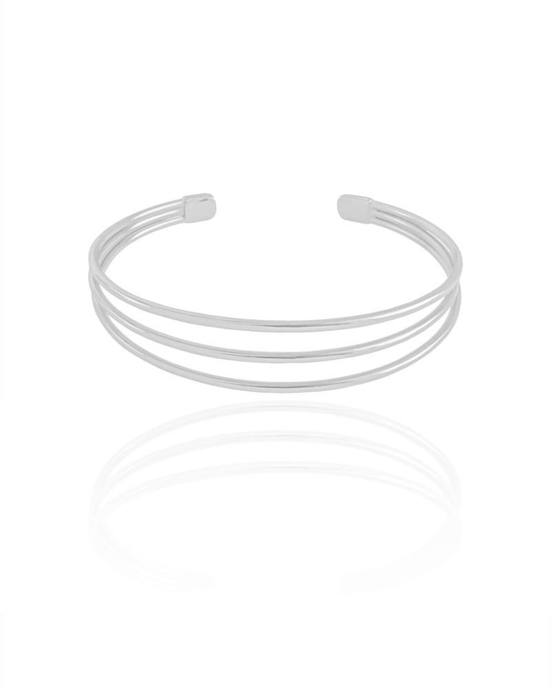 Bracelete Três Fios Ródio Branco
