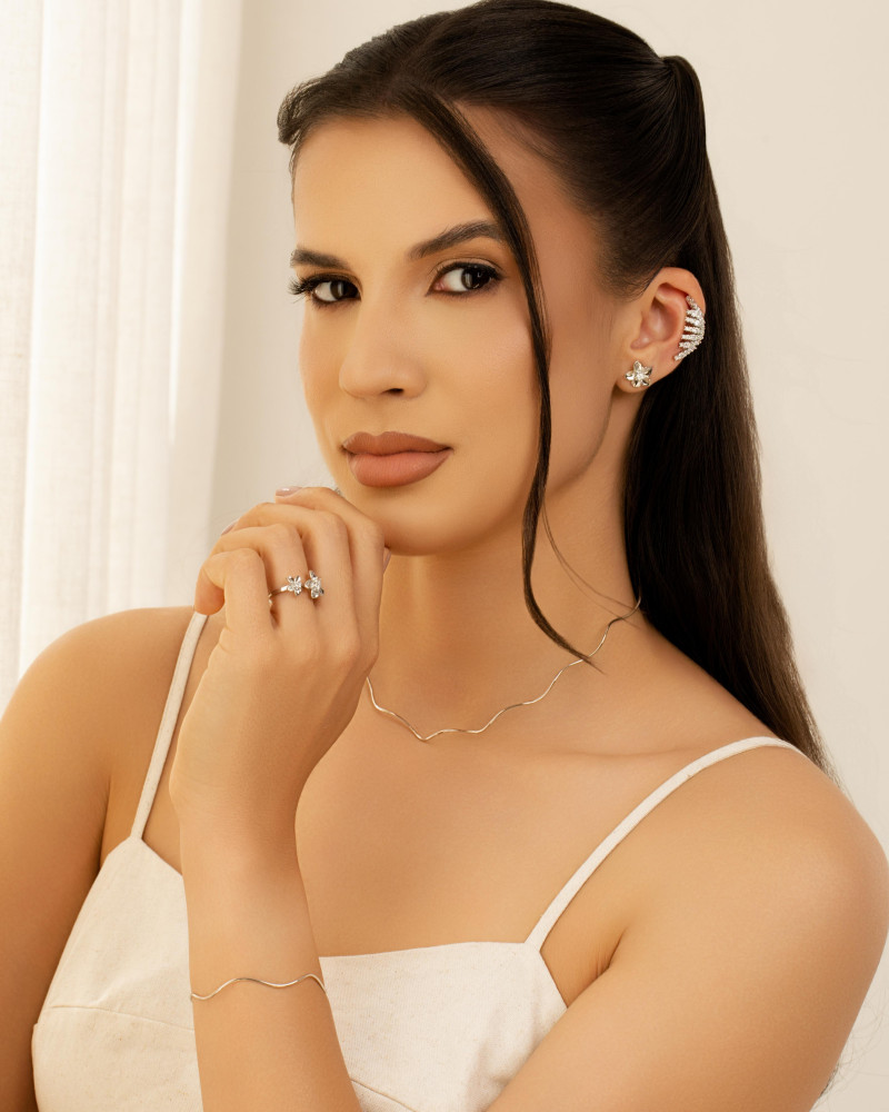 Aro Fio Ondas Ródio Branco