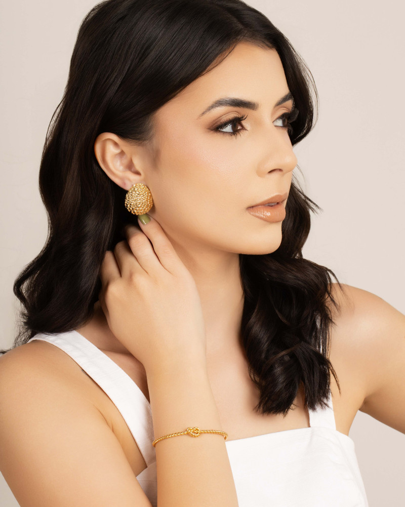 Brinco Gota Texturizada 2.9 cm Banhado a Ouro 18K