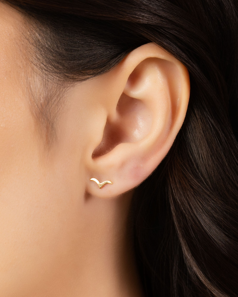 Brinco Pássaro Liso 8 mm Banhado a Ouro 18K