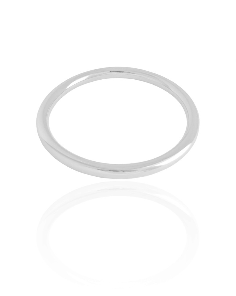Bracelete Redondo Tubo Liso Fechado Ródio Branco