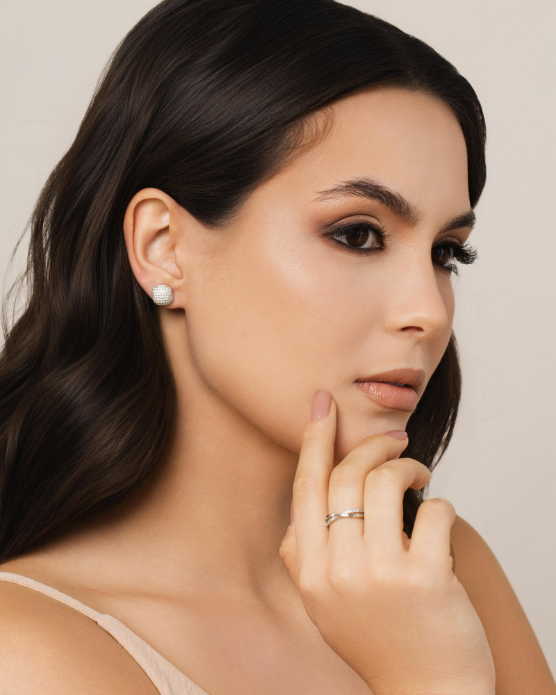 Anel X Cravejado Cristal Tamanho 13 Ródio Branco