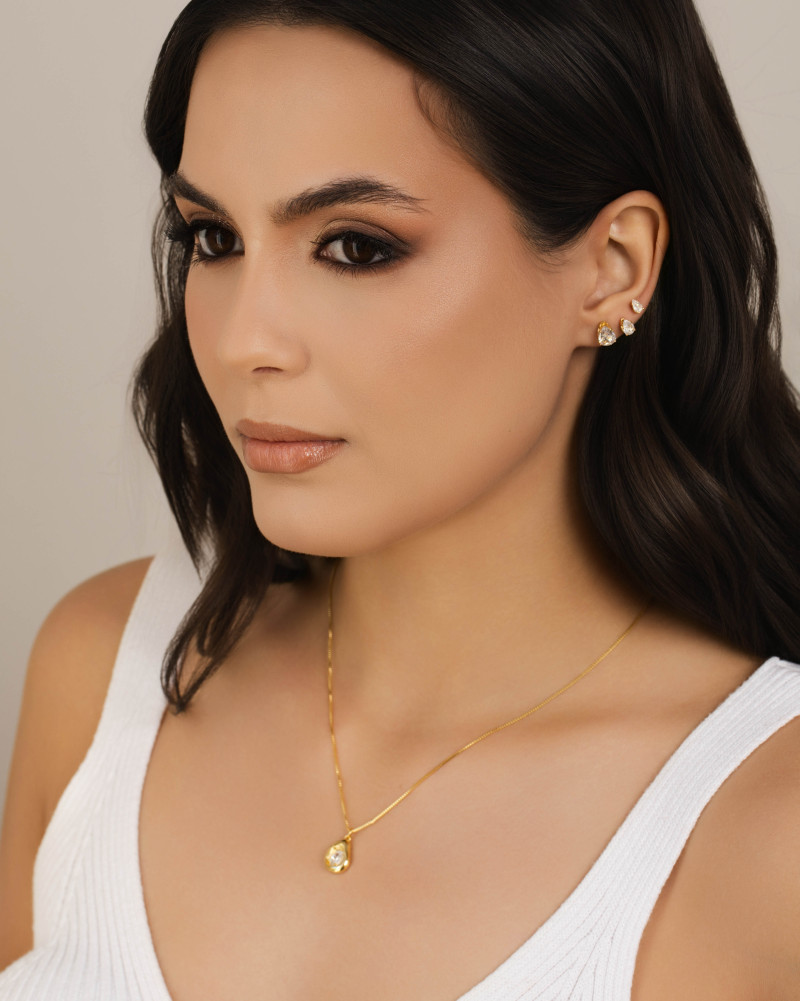 Trio Gotas Cristal Banhado a Ouro 18K