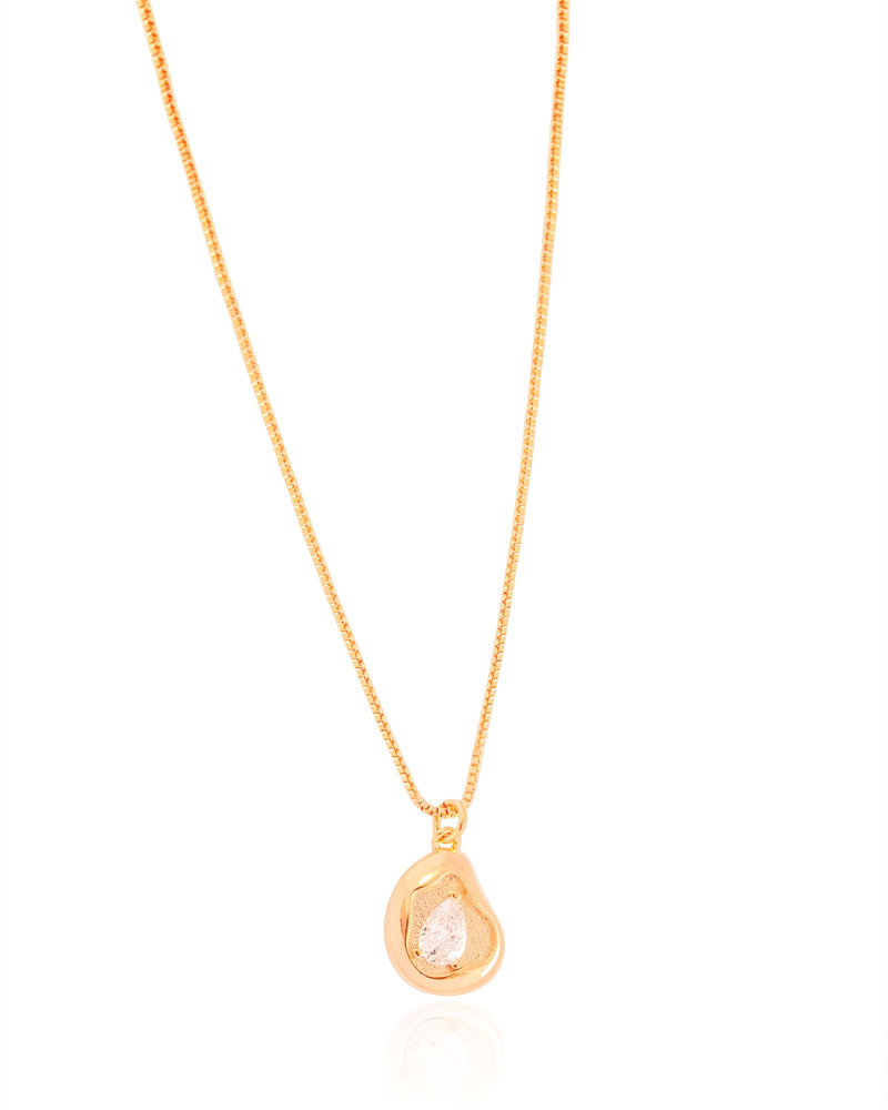 Gargantilha Veneziana Orgânico Liso Gota Cristal Banhado a Ouro 18K - 45 cm