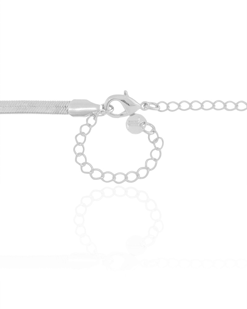 Choker Malha Fita Coração Ródio Branco