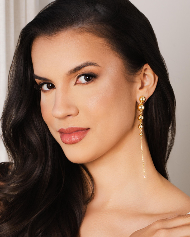 Brinco Pêndulo Bolas Lisas 11.8 cm Banhado a Ouro 18K