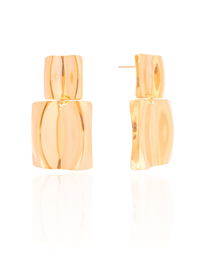 Brinco Geométrico Orgânico 4.2 cm Banhado a Ouro 18K