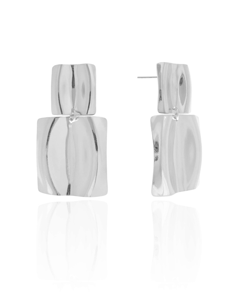 Brinco Geométrico Orgânico 4.2 cm Ródio Branco