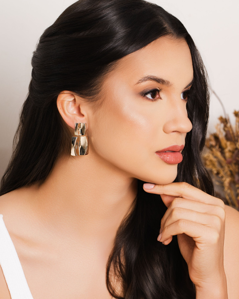 Brinco Geométrico Orgânico 4.2 cm Ródio Branco