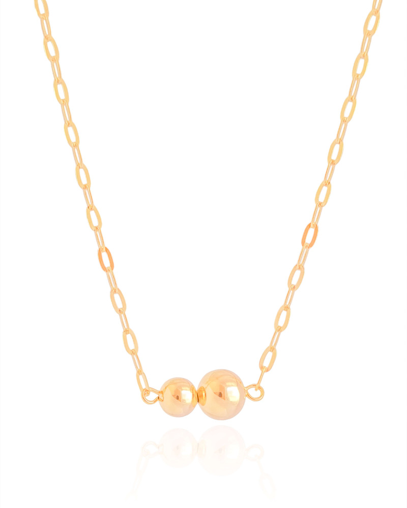 Choker Elos Bolas Lisas Banhado a Ouro 18K