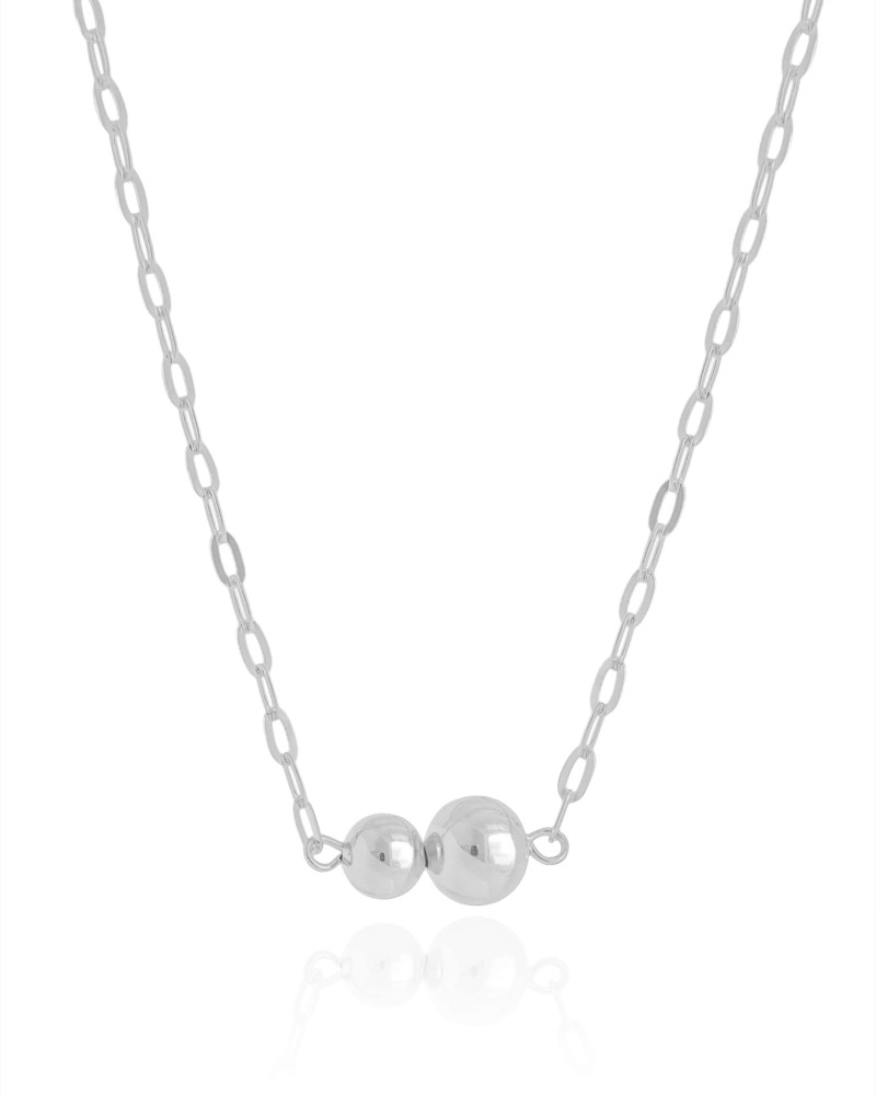 Choker Elos Bolas Lisas Ródio Branco