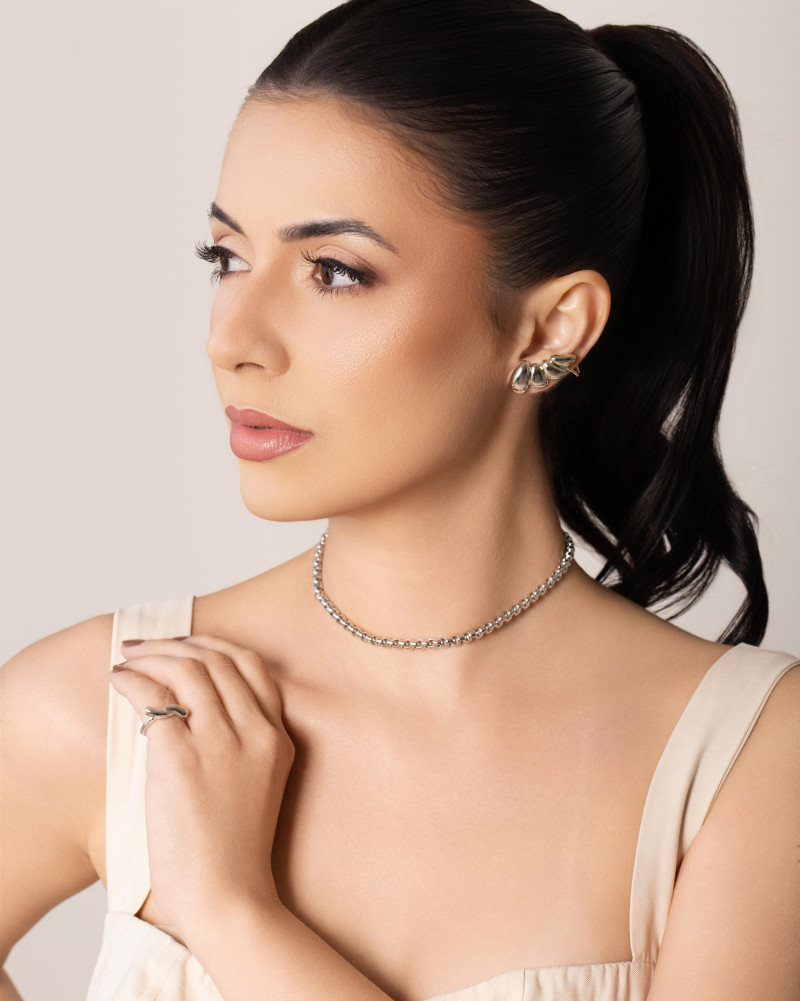 Ear Cuff Orgânico Liso 3.0 cm Ródio Branco