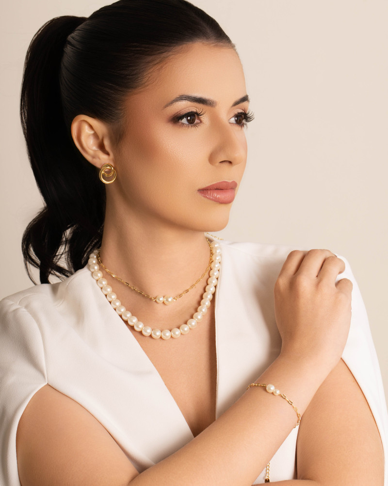 Pulseira Elos Pérolas Banhado a Ouro 18K