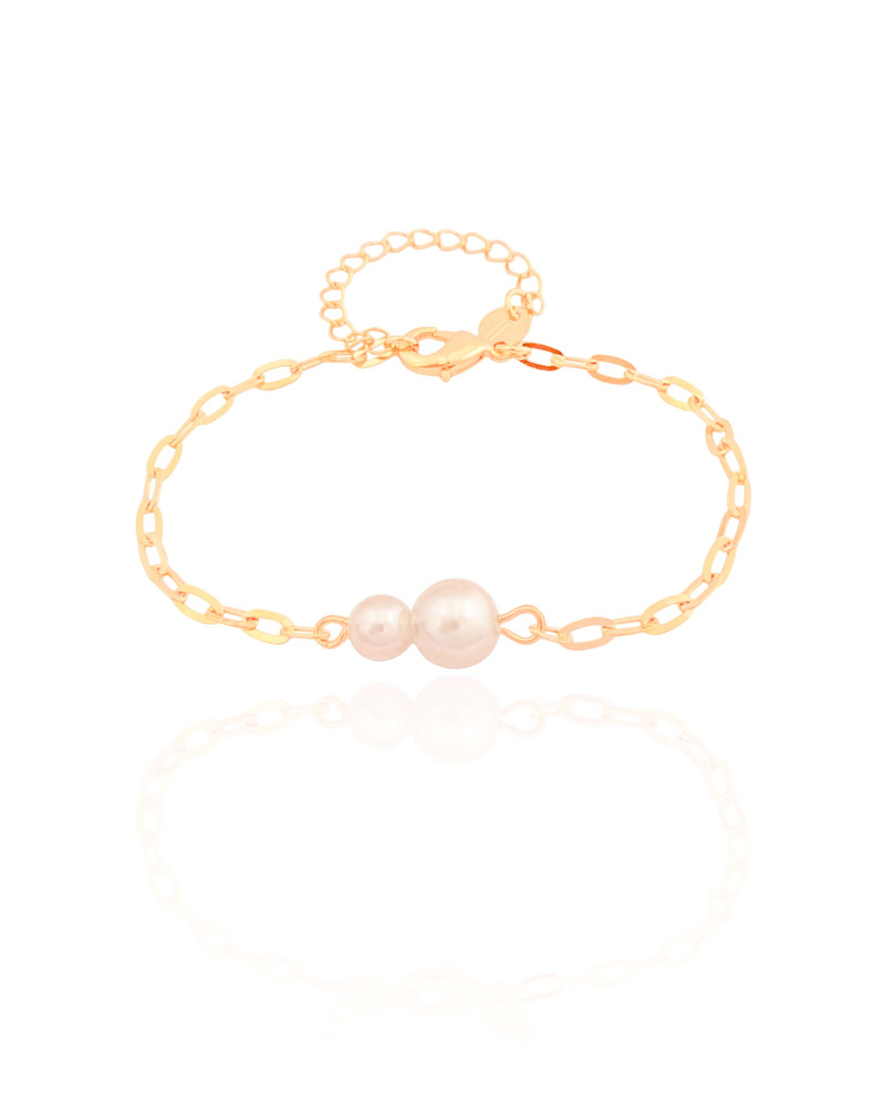 Pulseira Elos Pérolas Banhado a Ouro 18K