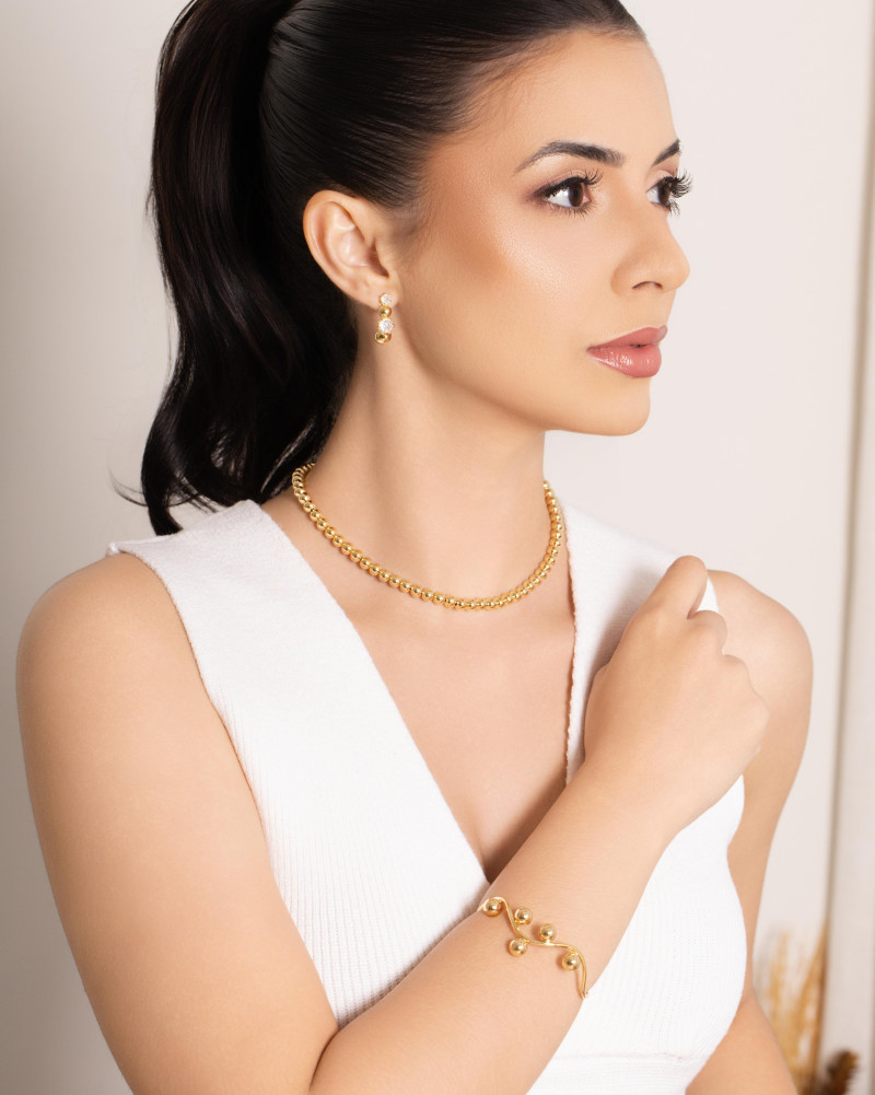 Choker Bolas Lisas 6 mm Banhado a Ouro 18K