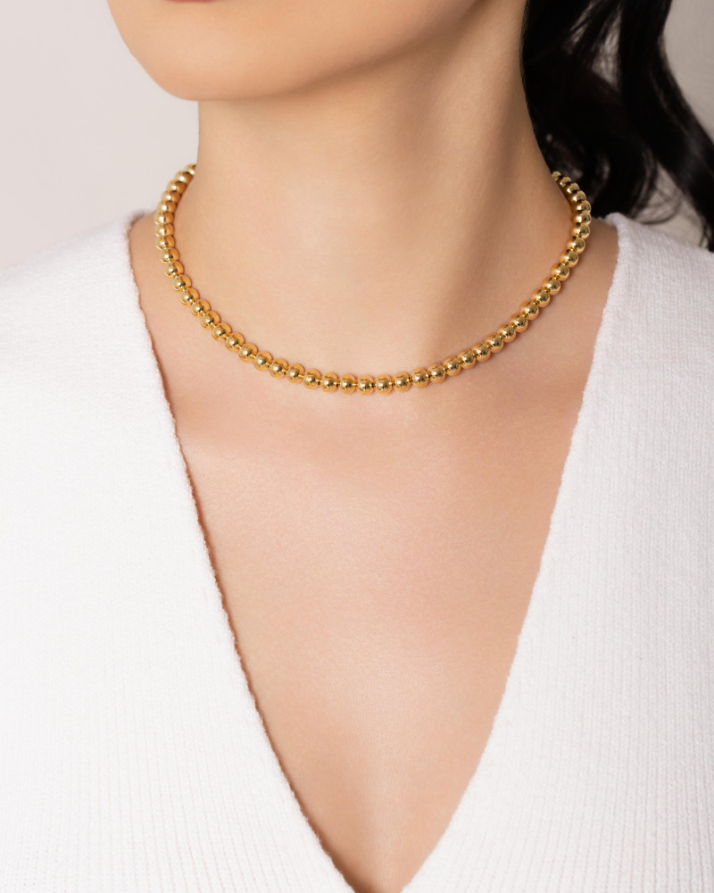 Choker Bolas Lisas 6 mm Banhado a Ouro 18K