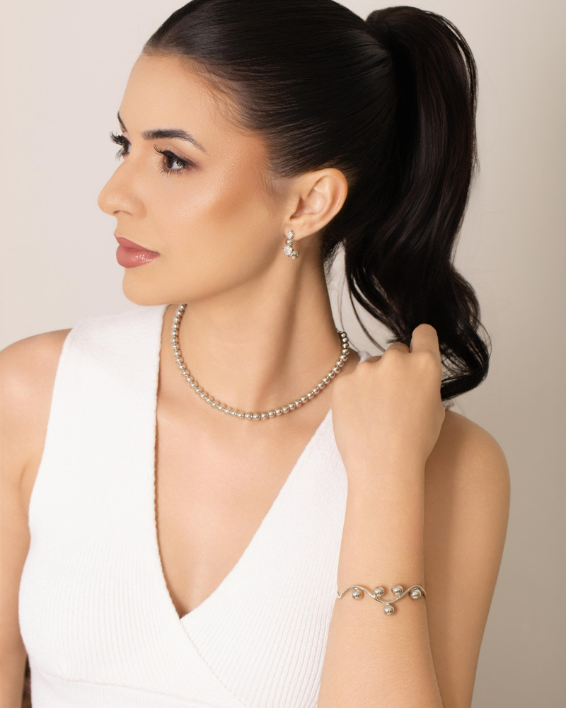 Choker Bolas Lisas 6 mm Ródio Branco