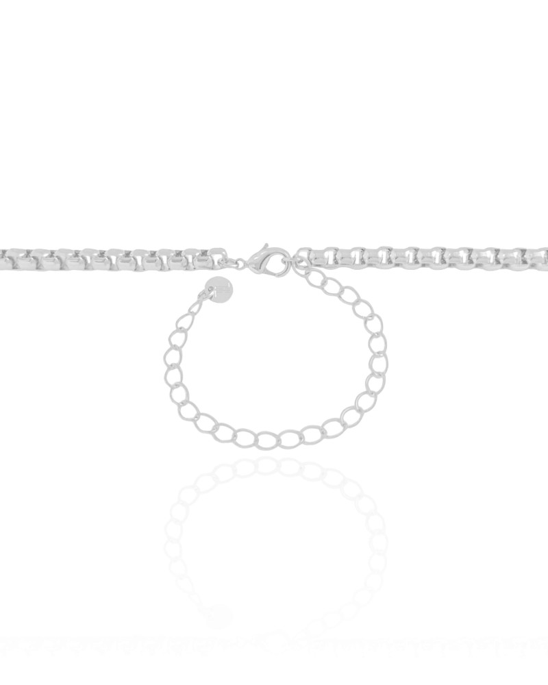 Choker Elos Quadrados 5 mm Ródio Branco