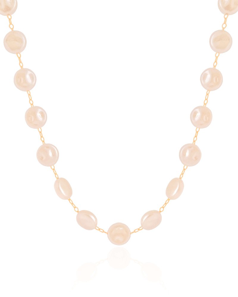 Choker Pérolas Achatadas 8 mm Banhado a Ouro 18K