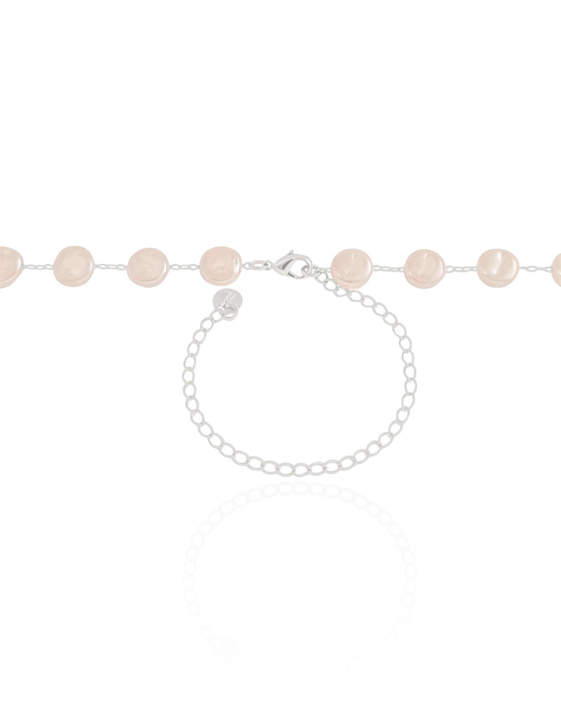 Choker Pérolas Achatadas 8 mm Ródio Branco