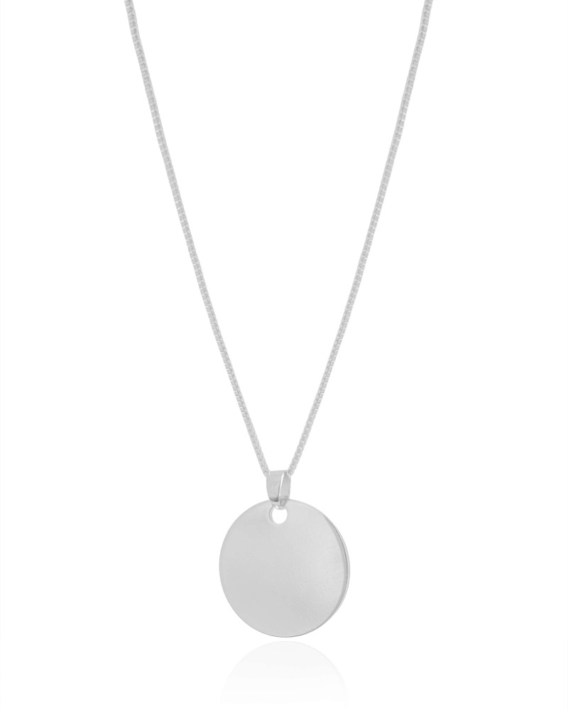 Gargantilha Veneziana Redondo Flat Liso Ródio Branco - 45 cm